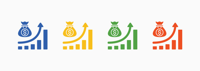 Earnings Icon Set Color Multiple Style Collection