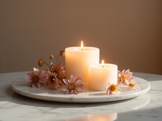 candle and flower