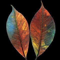 Vibrant, multicolored leaves showcasing nature's beauty and diversity, perfect for ecological and artistic themes.