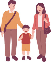 Happy Family Walking Together Outdoors