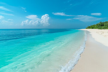 Fototapeta premium Cloudy sky reflected over quiet tropical shoreline