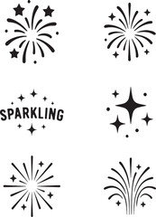 Set of Sparkling Fireworks and stardus icon
