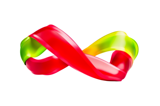 Colorful ribbon in an infinity shape on clear background