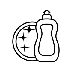 Obraz premium Washing dishes vector icon . Clean dishes illustration sign. Dishwasher symbol or logo. cleaning tools web icon.