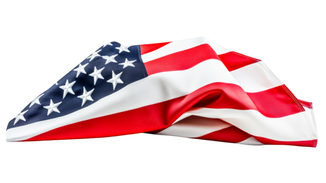 Folded American flag on transparent background