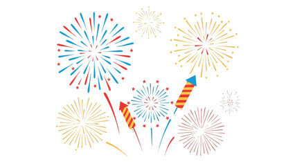 Colorful Fireworks Display on Black Background. This illustration features fireworks, celebration, event.