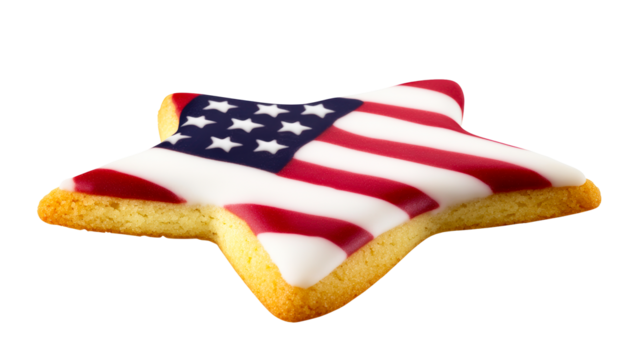 Star shaped cookie decorated with American flag design
