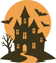 halloween house with pumpkin