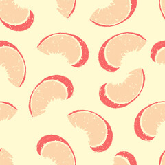 Fototapeta premium Soft Peaches Wedges Vector Seamless Pattern