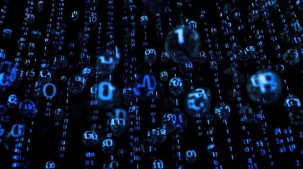 Abstract digital rain of binary code