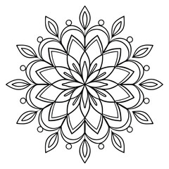 Hand-Drawn Mandala Pattern Vector for Coloring Pages