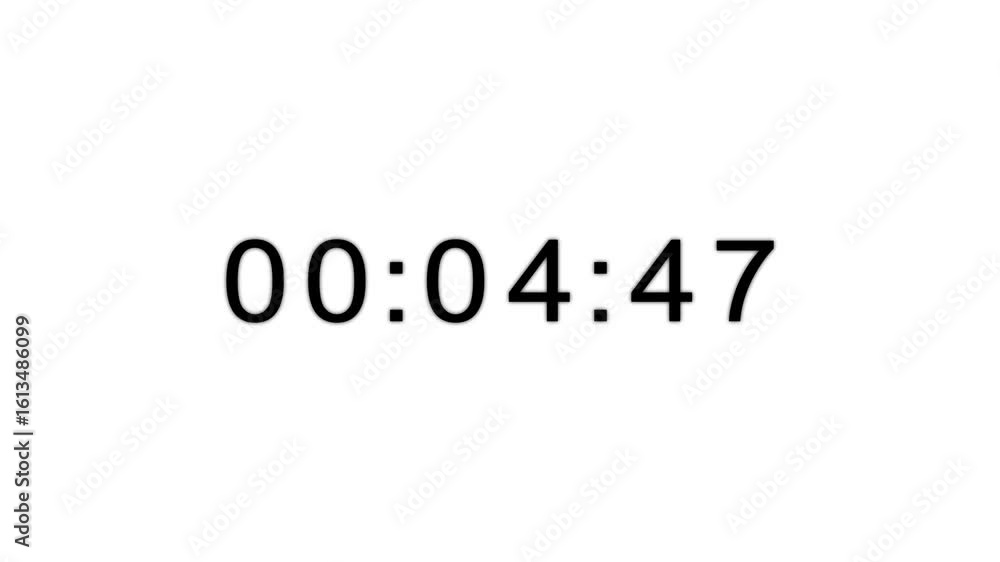 Poster animation of glowing 5 minute countdown timer .5 minute stopwatch , analog clock icon animation on s