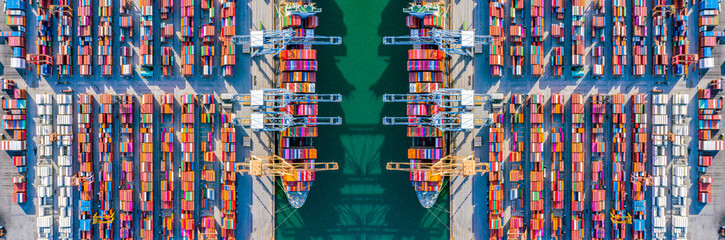 Banner of Container ship in ocean, Freight Transportation cargo, Shipping, Nautical Vessel....