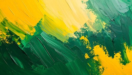 Abstract painting in yellow and green