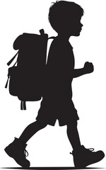 Child Walking with Backpack Silhouette Artwork

