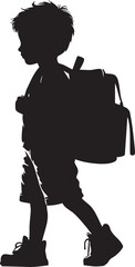 Child Going to School Silhouette Vector Design

