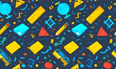 Scattered school supplies on dark background