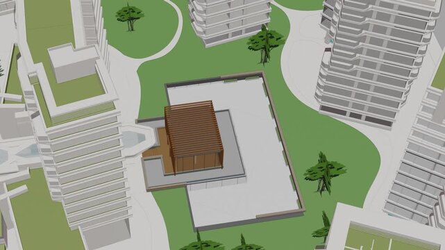 Animation of a Generic Apartment Building Complex, seamless looped animation