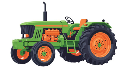 Fototapeta premium Green and Orange Vector Tractor Illustration. This illustration features tractor, farm, agriculture.