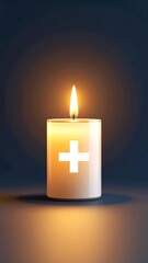 Burning candle with a plus sign