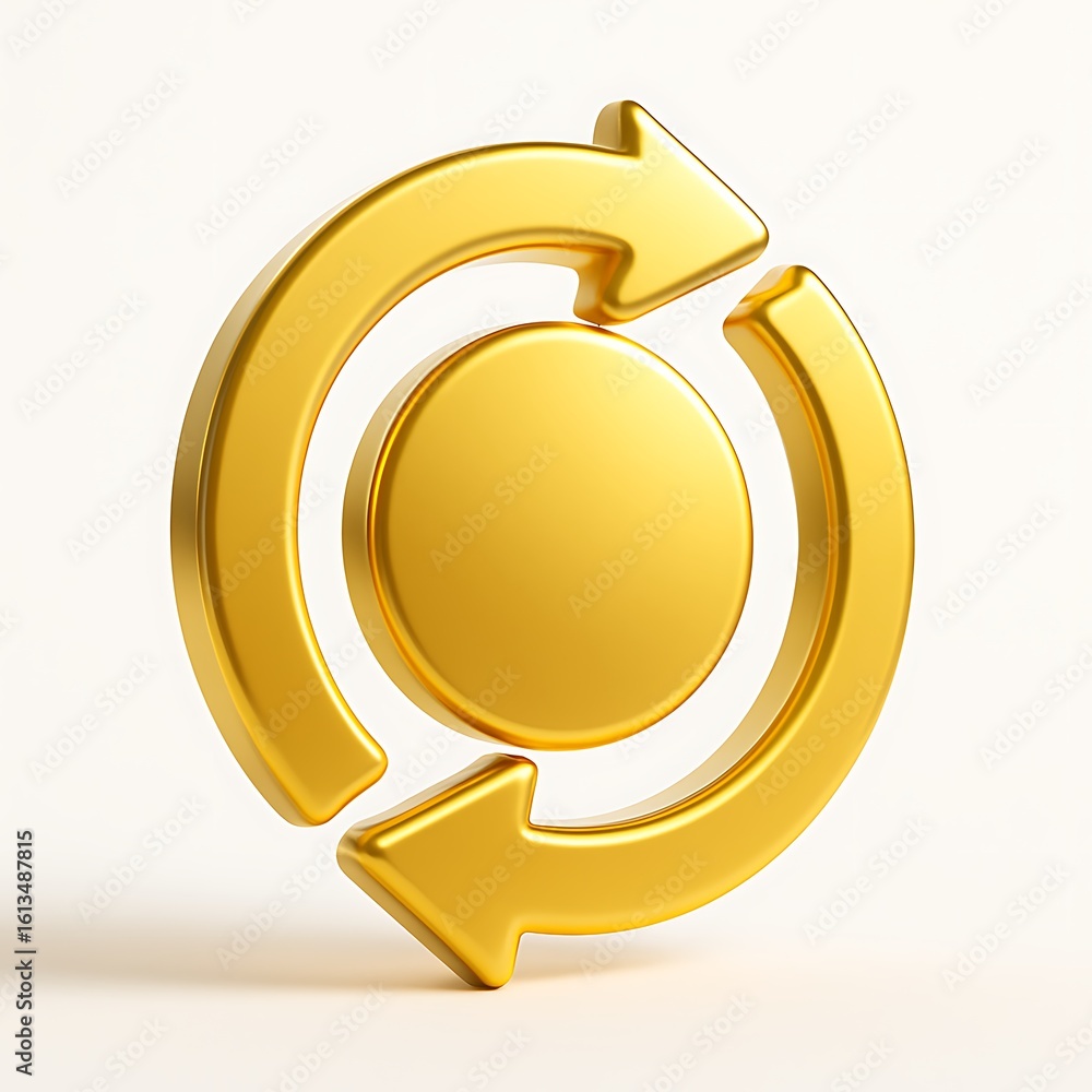 Poster golden circular arrows symbolizing refresh reload or recycling