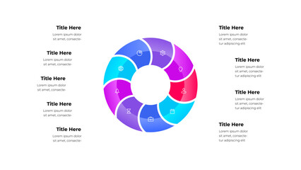 Bright infographic featuring a vibrant circular flow diagram with 9 segments, icons, and adjacent text for business or educational visuals. Nine steps cycle diagram