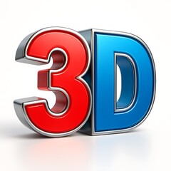 Bold red and blue 3d text on white background