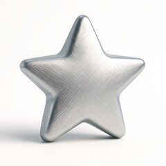 Shiny silver star shape isolated on white background studio shot