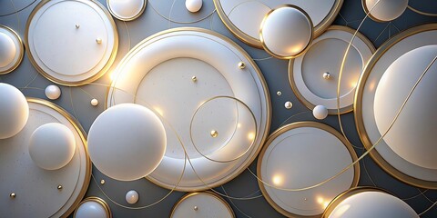 Abstract 3D background made of white circles with neon backlights new background 