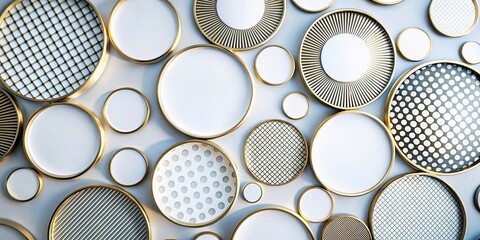 Abstract 3D background made of white circles with neon backlights new background 