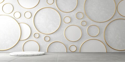 Abstract 3D background made of white circles with neon backlights new background 
