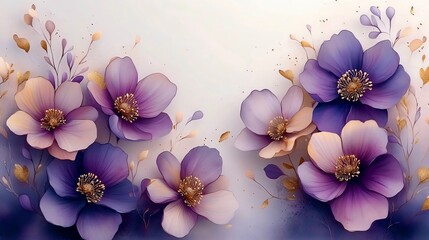 A purple watercolor flower on a white background, perfect for romantic cards, invitations, posters, or banners