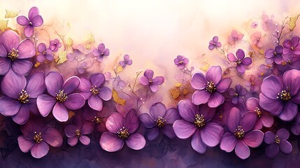 A purple watercolor flower on a white background, perfect for romantic cards, invitations, posters, or banners