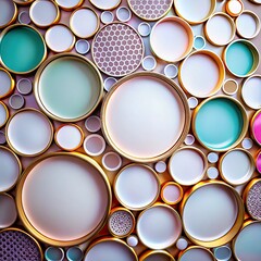 Abstract 3D background made of white circles with neon backlights new background 