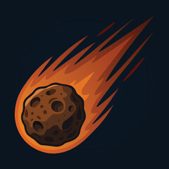 Fiery Comet Streaking Through Space, meteor vector illustration