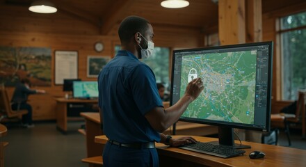 Secure Map Data Visualization on a Large Monitor