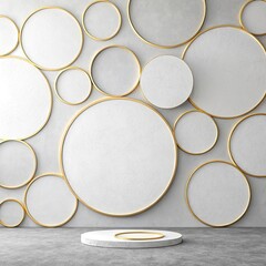 Abstract 3D background made of white circles with neon backlights new background 