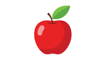 Red Apple with Green Leaf. This illustration features apple, red, fruit.