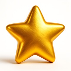 Shiny golden star isolated on white background with soft shadow