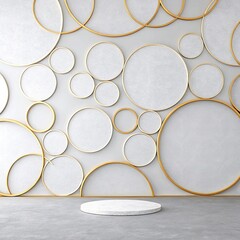 Abstract 3D background made of white circles with neon backlights new background 