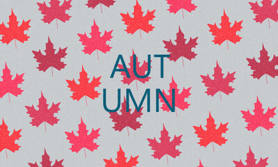 Trendy autumn poster, banner and card with maple leaves of bright colors. Abstract autumn background, template for advertising, sales, websites, social networks and printing.
