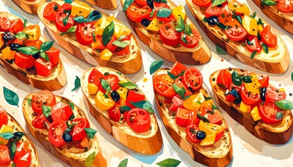 Colorful bruschetta assortment