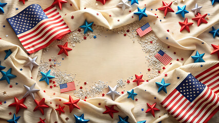 Fototapeta premium American flag and stars decoration for patriotic celebration
