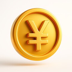 Obraz premium Golden japanese yen coin with symbol