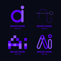 Modern AI tech vectors, a creative and minimalist logo design set.