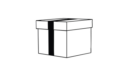 Simple Outline of a Gift Box. This illustration features gift, box, present.