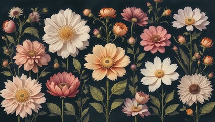  Elegant floral arrangement with vibrant blooms on a dark background
