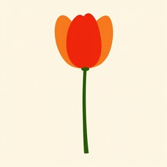 Colorful stylized flower with red and orange petals on light background  