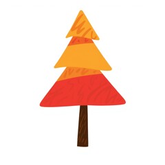 Fototapeta premium Colorful cartoon tree with red, orange, and yellow layers 