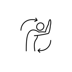 Shoulder rotation exercise vector icon for enhancing mobility and flexibility training